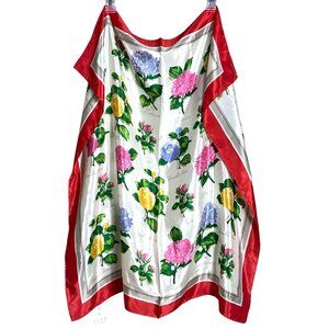 NWT Club 7 Echo Silk Scarf 30" Square Floral Chiffon Semi-Sheer Colorful Luxury